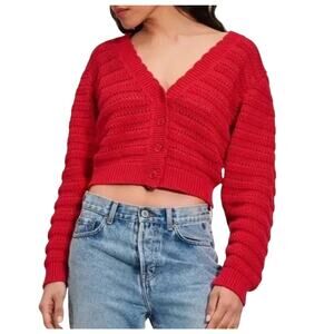 Rouje Scalloped Red Adelie Cardigan Size XS